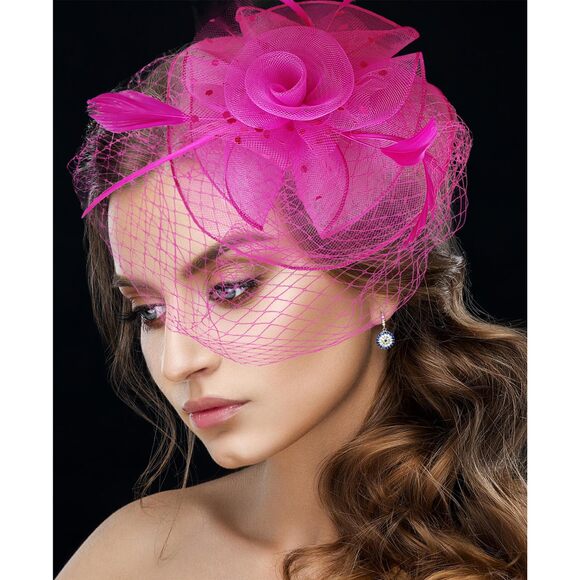 3336 Derby Hat For Women 20s 50s Vintage Fascinator With Headband And Clip main image 4
